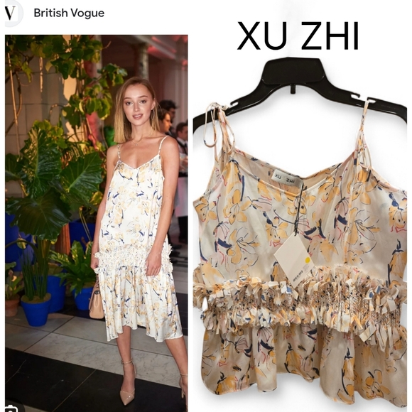 Xu zhi Tops - NWT XU Zhi Braid Canary Floral Print Women's Top - Cream & Yellow Sz 14Uk/ 10 Us